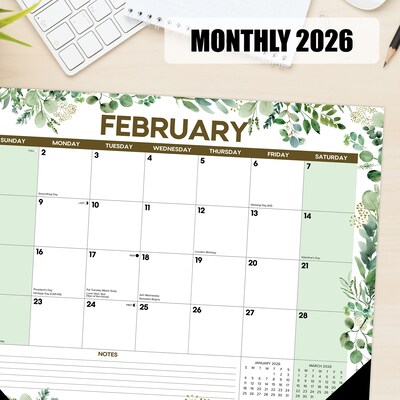 2026 Willow Creek Eucalyptus 22" x 17" Monthly Desk Pad Calendar (57223)