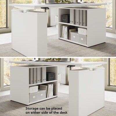 Bush Business Furniture Stratus 60"W Electric Adjustable Standing Desk with Bookcase, White (SUT005WH)
