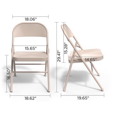 Quill Brand® Metal Folding Chairs, Taupe, 4/Pack (51503)