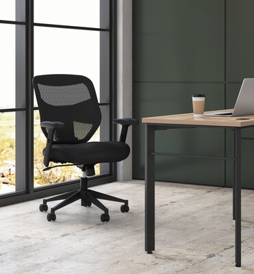HON Prominent Mesh High-Back Task Chair, Center-Tilt, Adjustable Arms, Black Sandwich (BSXVL531MM10)