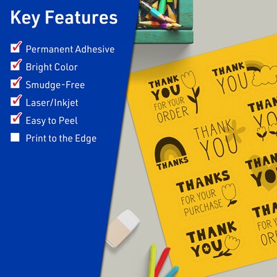 Avery Laser/Inkjet Rectangle Multipurpose Labels, 8.5 x 11, Bright Yellow, 40/Pack (94269)