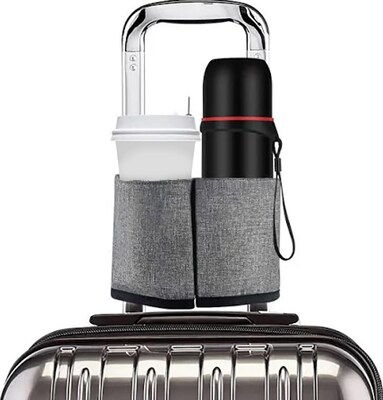 Set of 2 Luggage Travel Cup Holder Free-Hand Drink Caddy