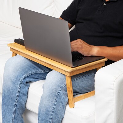 Mind Reader 12" x 19.75" Lap Desk/Laptop Stand With Folding Legs, Brown (BEDTRAYBM-BRN)