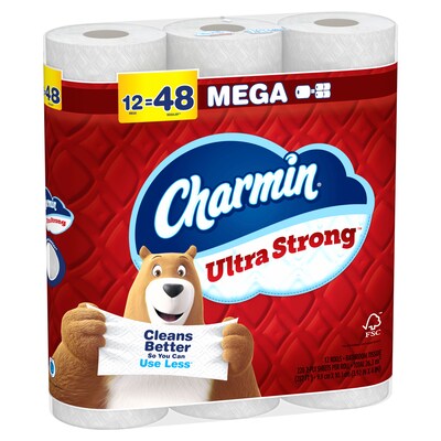 Charmin Ultra Strong Mega Toilet Paper, 2-Ply, White, 220 Sheets/Roll, 12 Rolls/Pack (32173/4170)