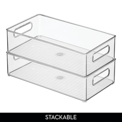 iDESIGN Medium Stackable Plastic Storage Bin, Clear, 3/Pack (70530M3)
