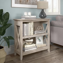 Bush Furniture Key West 30H 2-Shelf Bookcase with Adjustable Shelf, Washed Gray (KWB124WG-03)