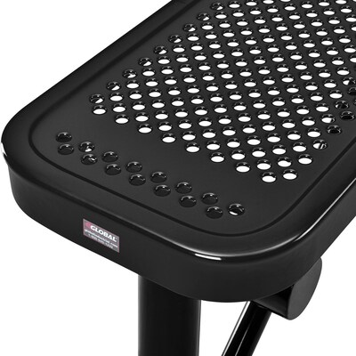 Global Industrial 4' Outdoor Steel Flat Bench, Perforated Metal, Black (695742BK)