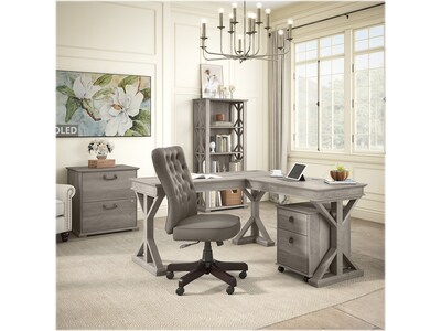 Bush Furniture Homestead 2-Drawer Lateral File Cabinet, Letter/Legal Size, Lockable, Driftwood Gray (HOF129DG-03)