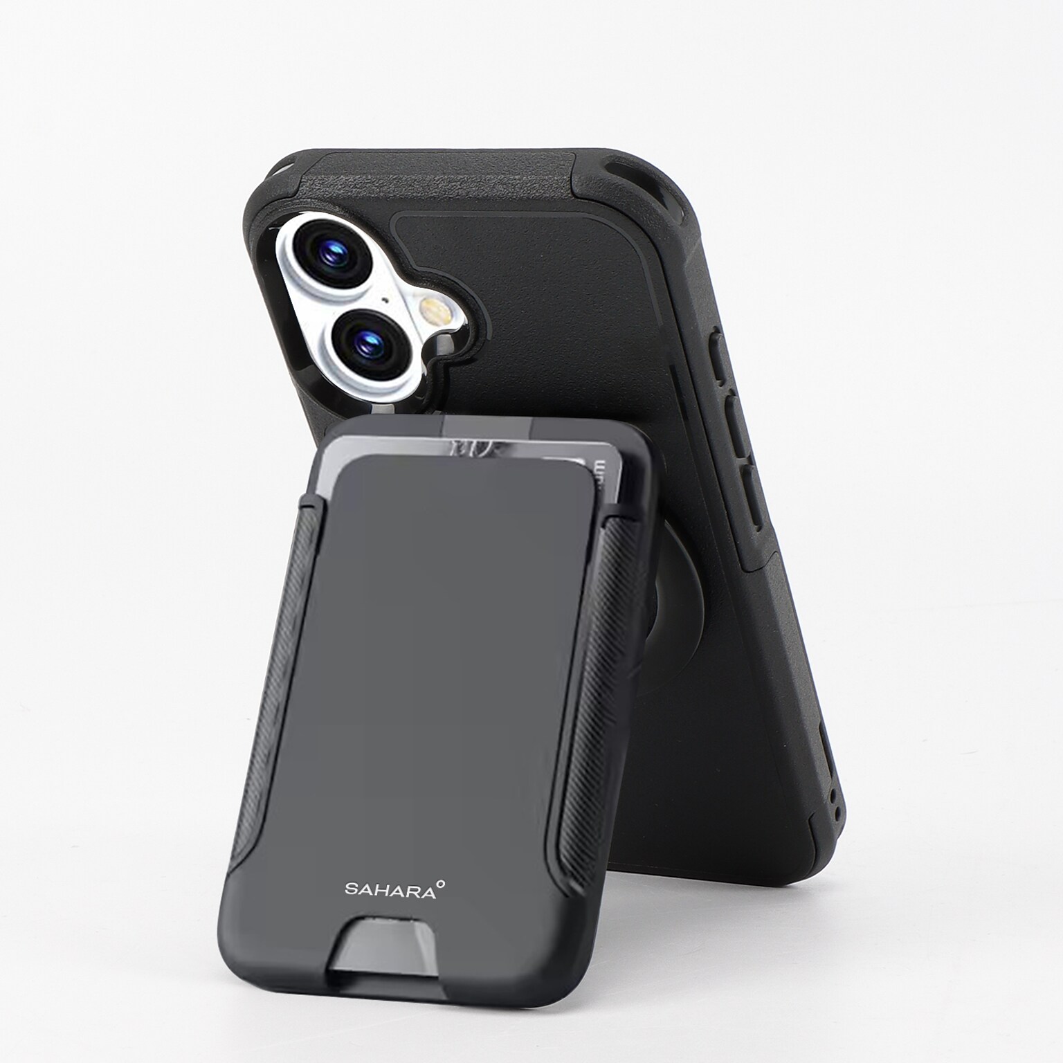 SaharaCase Raider MagSafe Phone Case with Magnetic Wallet for iPhone 16, Shock Absorbing, Scorpion Black (CP00649)