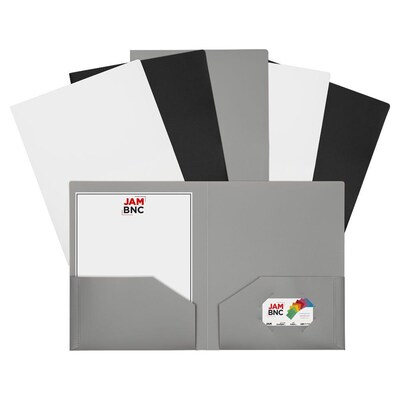 JAM Paper Smooth 2-Pocket Plastic Folder, Assorted, 6/Pack (383HBAasst)