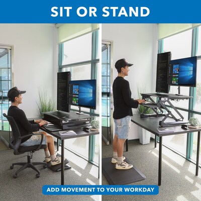 Mount-It! 35"W Electric Adjustable Standing Desk Converter with Dual Monitor Mount and USB Charging Port, Black (MI-8053)