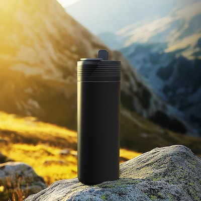 ASOBU Aspen Stainless Steel Double Wall Insulated Water Bottle, 20 oz., Black, (ADNABF27BK)