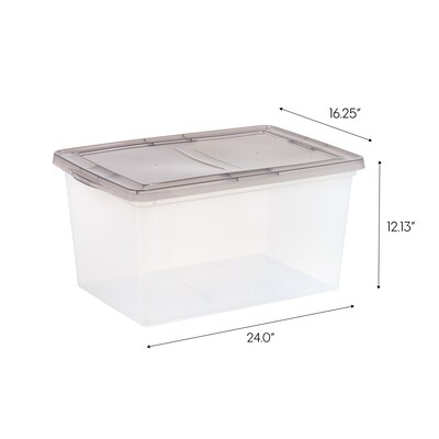 Iris 58 Quart Snap Top Plastic Snap Closure Storage Bin, Clear, 5/Pack (500158)