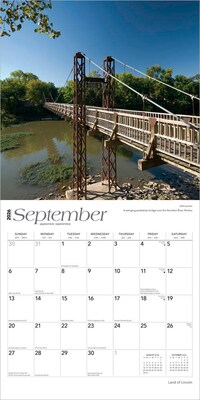 2026 BrownTrout Land of Lincoln Illinois Places 12" x 12" Monthly Wall Calendar (9798330704316)