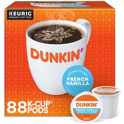 Dunkin French Vanilla Coffee Keurig® K-Cup® Pods, Medium Roast, 88/Carton (400847)