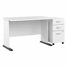 Bush Business Furniture Studio A 48W Computer Desk with 3 Drawer Mobile File Cabinet, White (STA001