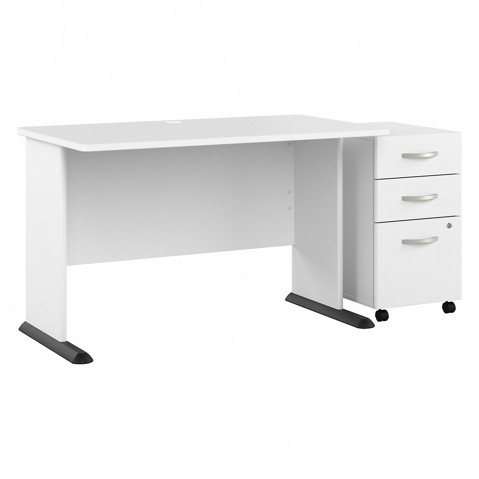 Bush Business Furniture Studio A 48W Computer Desk with 3 Drawer Mobile File Cabinet, White (STA001WHSU)