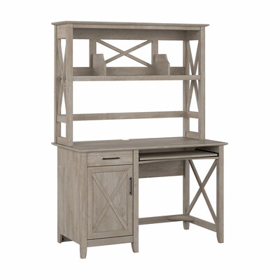 Bush Furniture Key West 48 Computer Desk with Hutch, Washed Gray (KWD248WG-03)