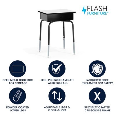 Flash Furniture Billie 24W Student Desk with Open Front Metal Book Box, Gray (FDDESKGY)