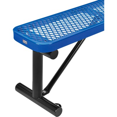 Global Industrial 4' Outdoor Steel Flat Bench, Expanded Metal, Blue (695741BL)