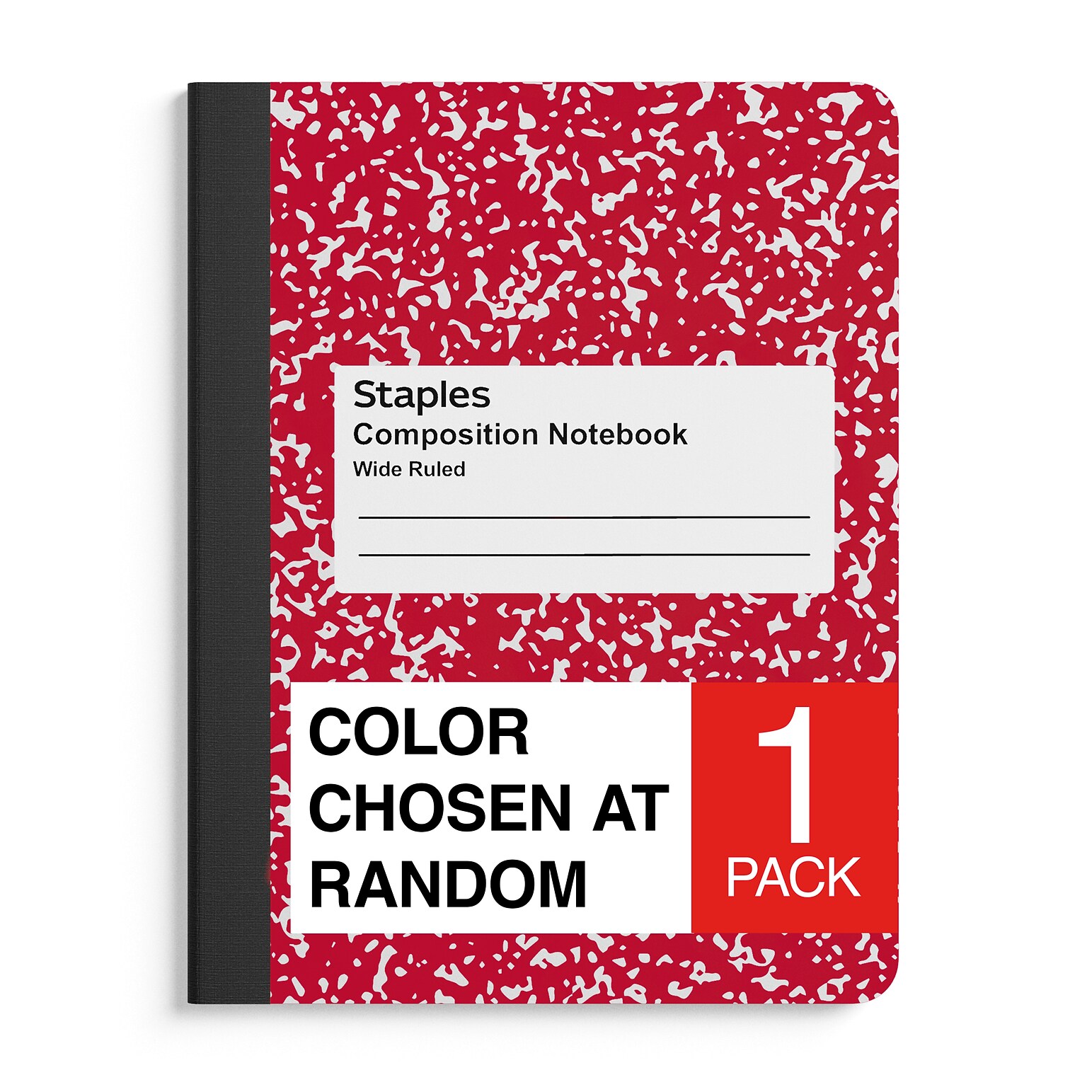 Staples 1-Subject Composition Notebook, 7.5 x 9.75, Wide Ruled, 100 Sheets, Color chosen at random (ST55077C)