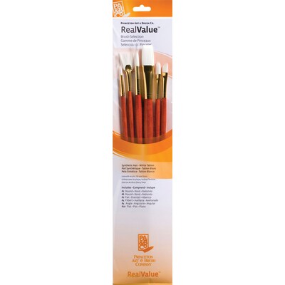 Princeton RealValue Long Handle Mixed Media Synthetic Taklon Variety Brush Set, 6/Set, 2 Sets/Bundle (PBXPR9156-2)