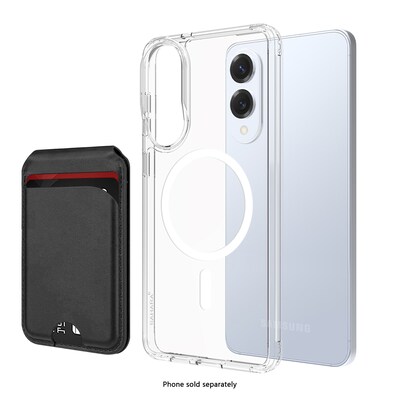 SaharaCase Venture Series MagSafe Wallet Case for Samsung Galaxy S25 Edge, Shock Absorbing, Clear/Scorpion Black (CP00840)