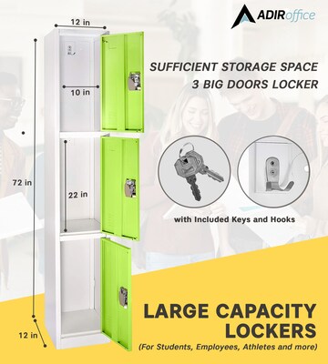AdirOffice 72'' 3-Tier Green Storage Locker (629-203-GRN)