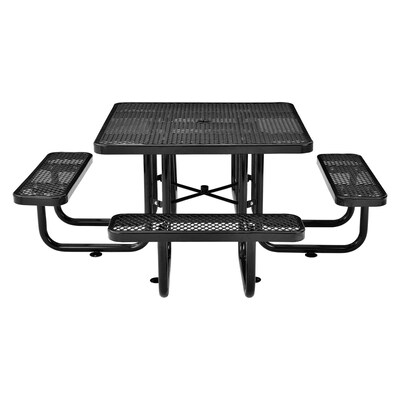Global Industrial 46" Square Outdoor Steel Picnic Table, Expanded Metal, Black (277151BK)