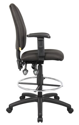 Boss® Multi-Function Fabric Drafting Stool w/ Adjustable Arm; Black