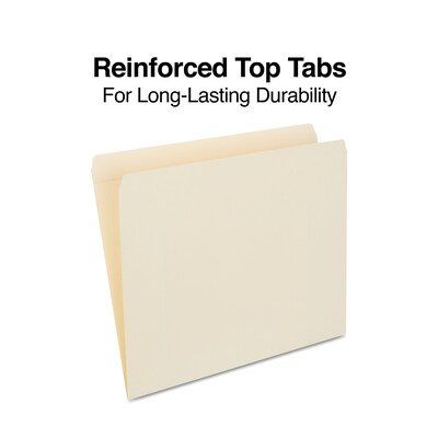 Staples 30% Recycled Reinforced File Folders, Single Tab, Letter Size, Manilla, 100/Box (ST508820/508820)