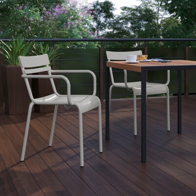 Flash Furniture Nash Modern Metal Dining Chair, Silver, 4/Pack (4XUCH10318ARMSL)