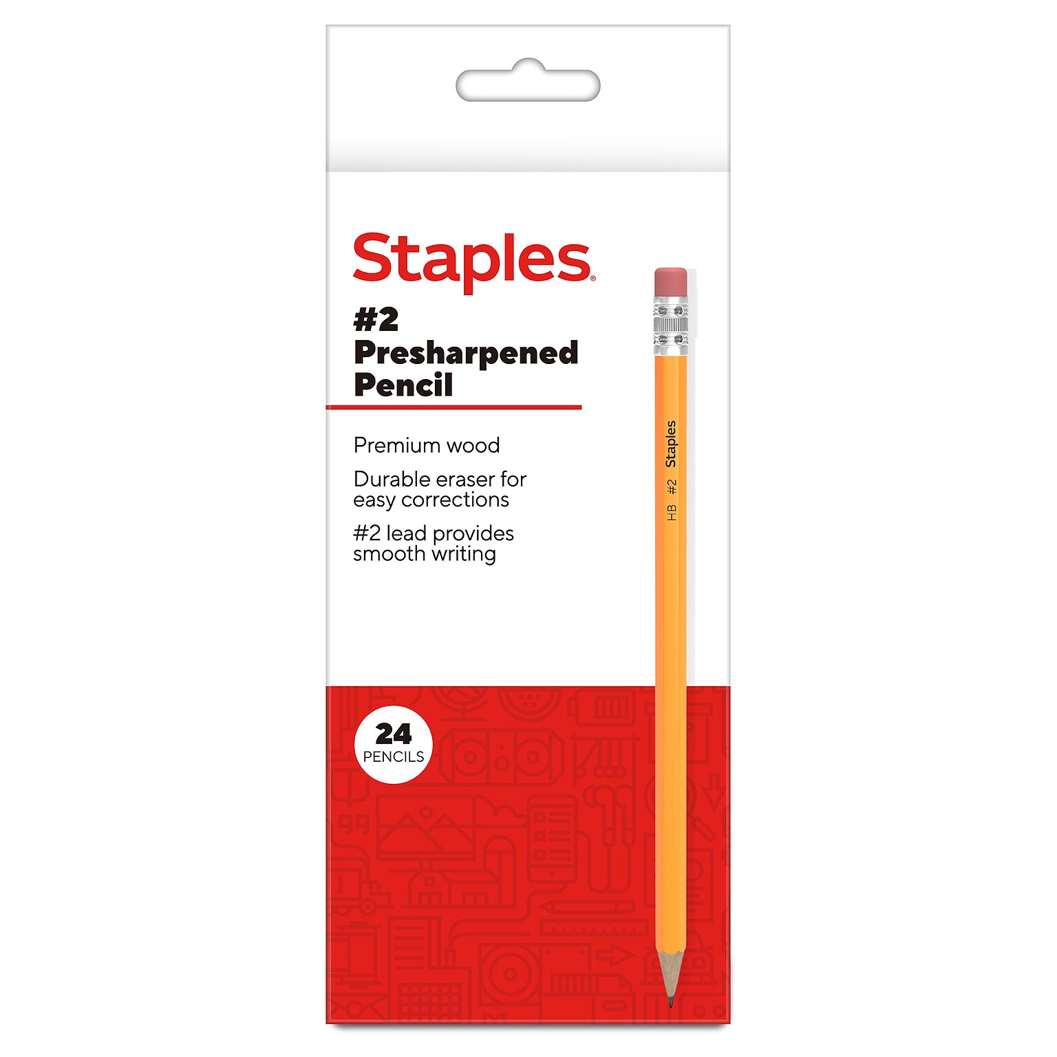 Staples Pre-Sharpened Wooden Pencil, 2.2mm, #2 Medium Lead, 24/Pack (ST62807-CC)