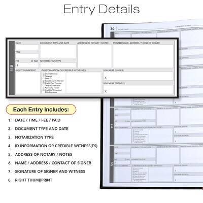 Global Printed Products Notary Public Record Book, 8.5" x 11", Black/Tan, 2/Pack (GPP-0094-A)