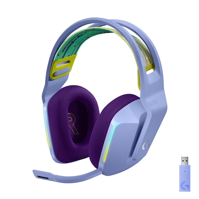 Logitech G Series G733 Wireless Over-the-Ear Gaming Headset, Lilac (981-000889)