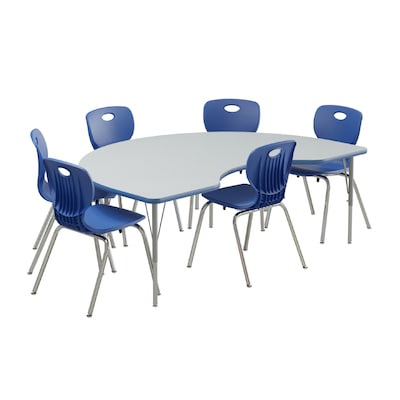 Correll Kidney Shaped Activity Table Set, 72 x 48, Height Adjustable, Gray Granite (AP1-A4872TFKID-15-14-37-6-18)