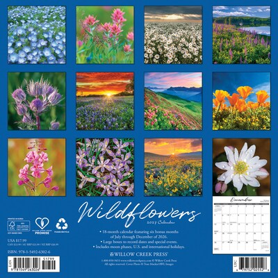 2027 Willow Creek Wildflowers 12 x 12 Monthly Wall Calendar, Assorted Colors (63026)