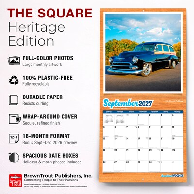 2027 BrownTrout American Woodies 12" x 12" Monthly Wall Calendar (9798330711215)