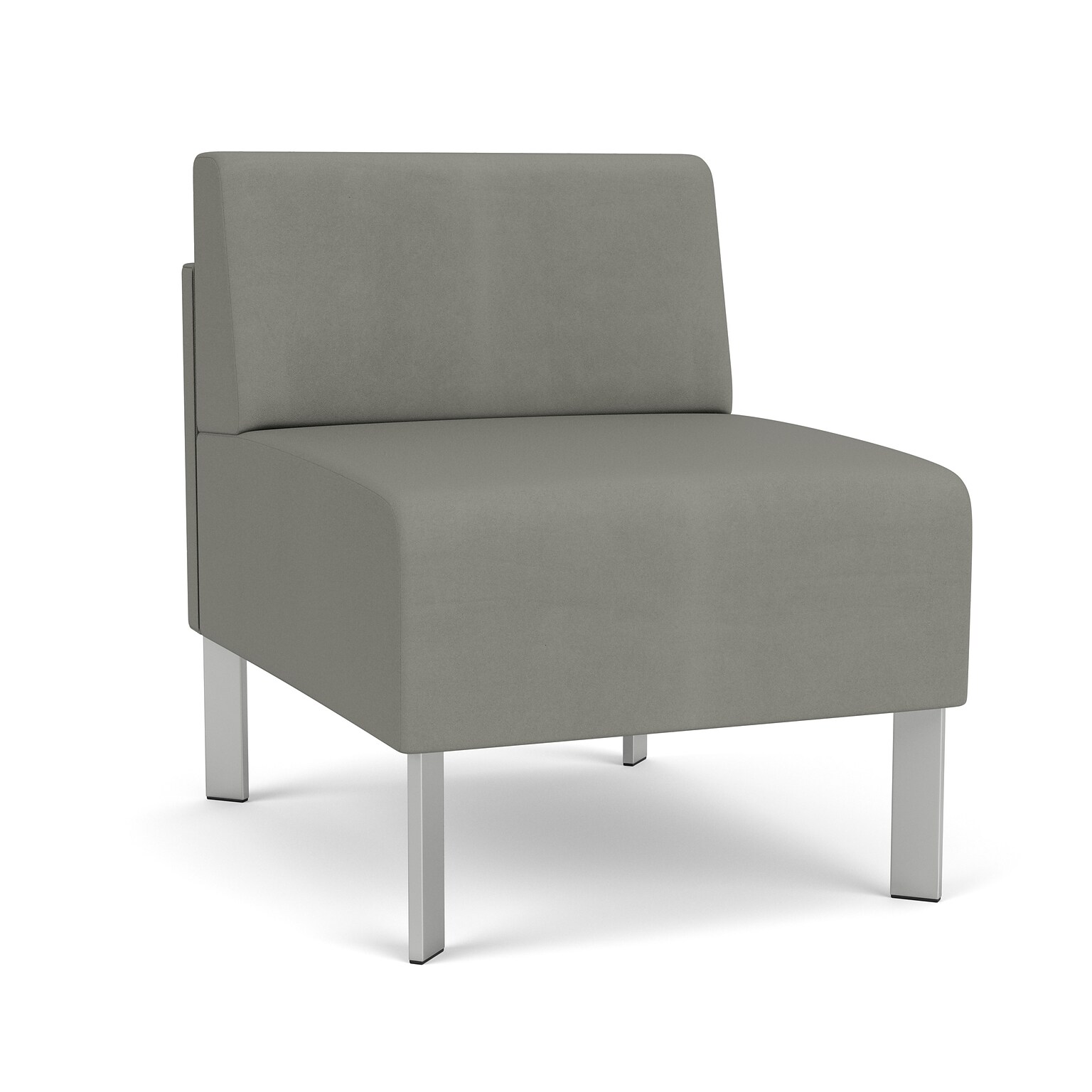 Lesro Luxe Vinyl Lounge Chair, Armless, Patriot Plus Dove/Silver (LX1102.FSV-01PPDO)