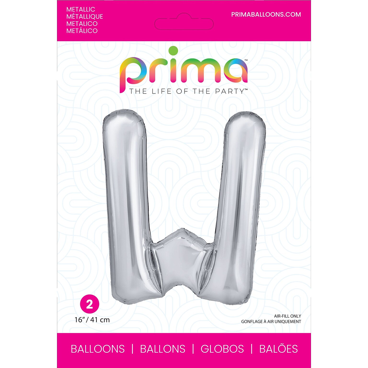 Party City (Air-Filled) 16 W Foil Balloon, Silver, 2/Pack (AM60050284-18)