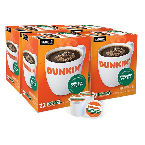 Dunkin Donuts Dunkin Decaf Coffee, Keurig® K-Cup® Pods, Medium Roast, 88/Carton (400846)