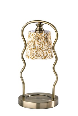 Simplee Adesso Twirl Candlewarmer 13.5 Halogen Table Lamp, Antique Brass/Beige/White Floral (SL1195-21)