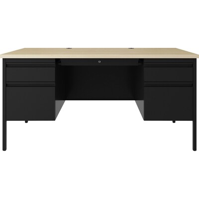 Lorell Fortress Series 60" W Double-Pedestal Desk, Black (LLR60930)