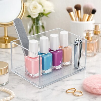 Azar Small Stackable Plastic Storage Bin, 2.5" x 4.25", Clear, 4/Pack (556731-4PK)