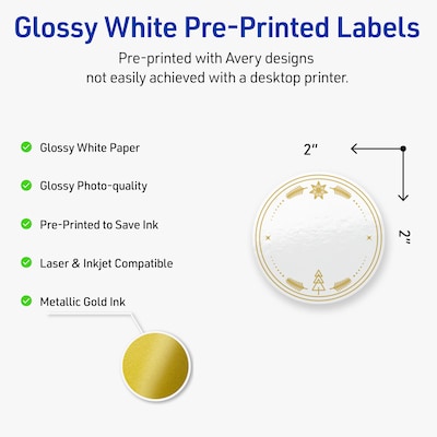 Avery Circle Multipurpose Labels, 2 Dia., White, 120/Pack (19479370635)
