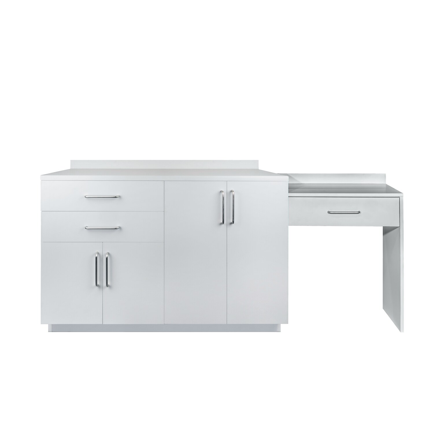 Viva Comfort 36 H x 48 Exam Room Medical Cabinet with 24 Right Side Desk, 4 Doors, 2 Drawers, Gray (902-48NS-GRY-AO)