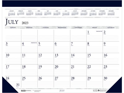 2023-2024 House of Doolittle 18.5 x 13 Academic Monthly Desk Pad Calendar, Deep Blue/Gray (1556-24)