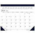 2023-2024 House of Doolittle 18.5 x 13 Academic Monthly Desk Pad Calendar, Deep Blue/Gray (1556-24)