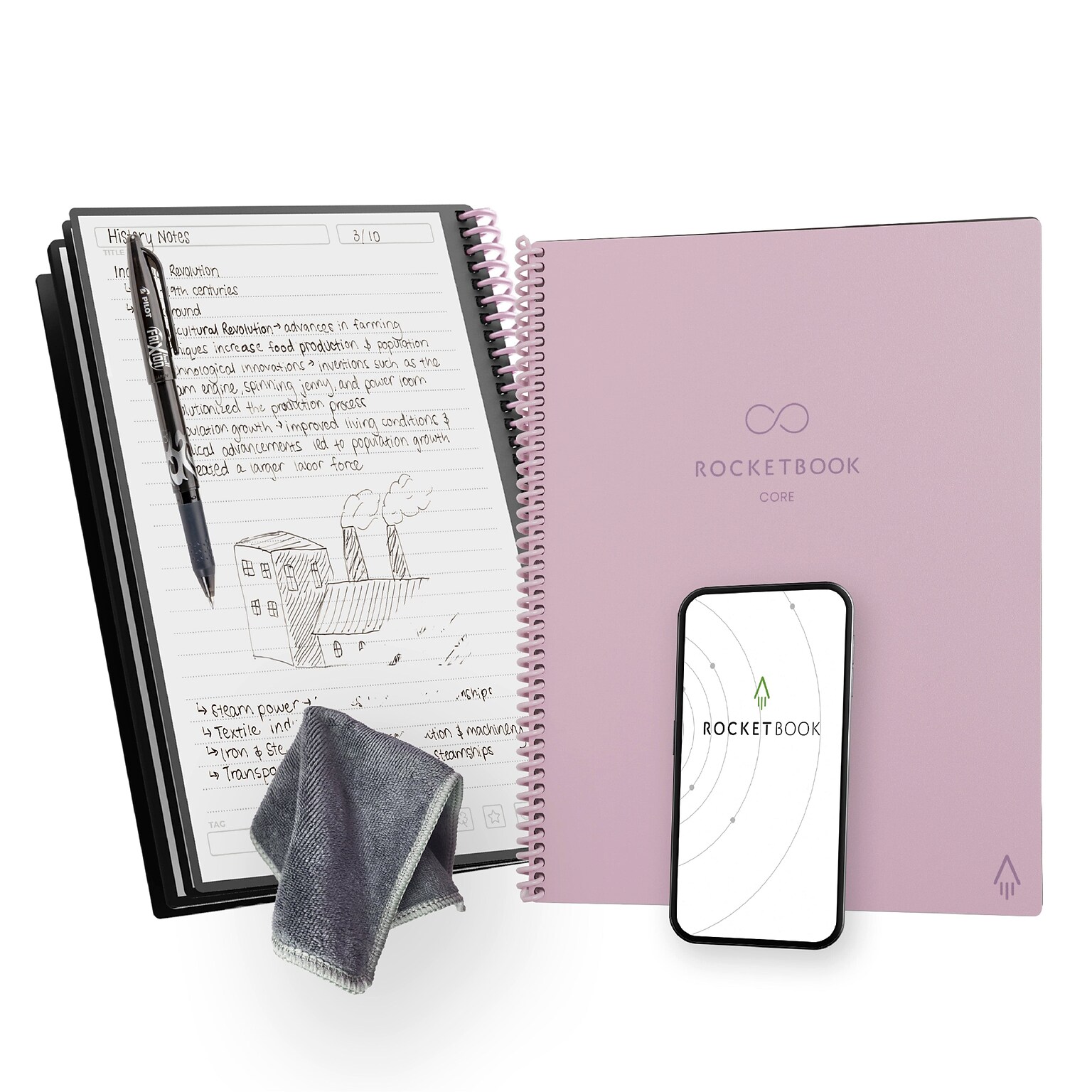 Rocketbook Core Smart Notebook, 8.5 x 11, Pink (CRLTLN-ENAM-PNK-01)