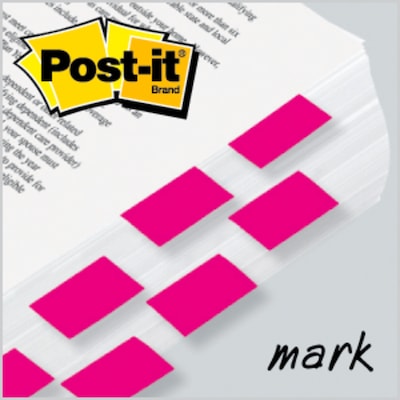Post-it Flags, 1" Wide, Pink, 100 Flags/Pack (680-BP2)